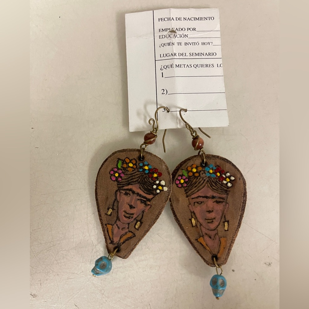 handcrafted Real Leather artisan earrings